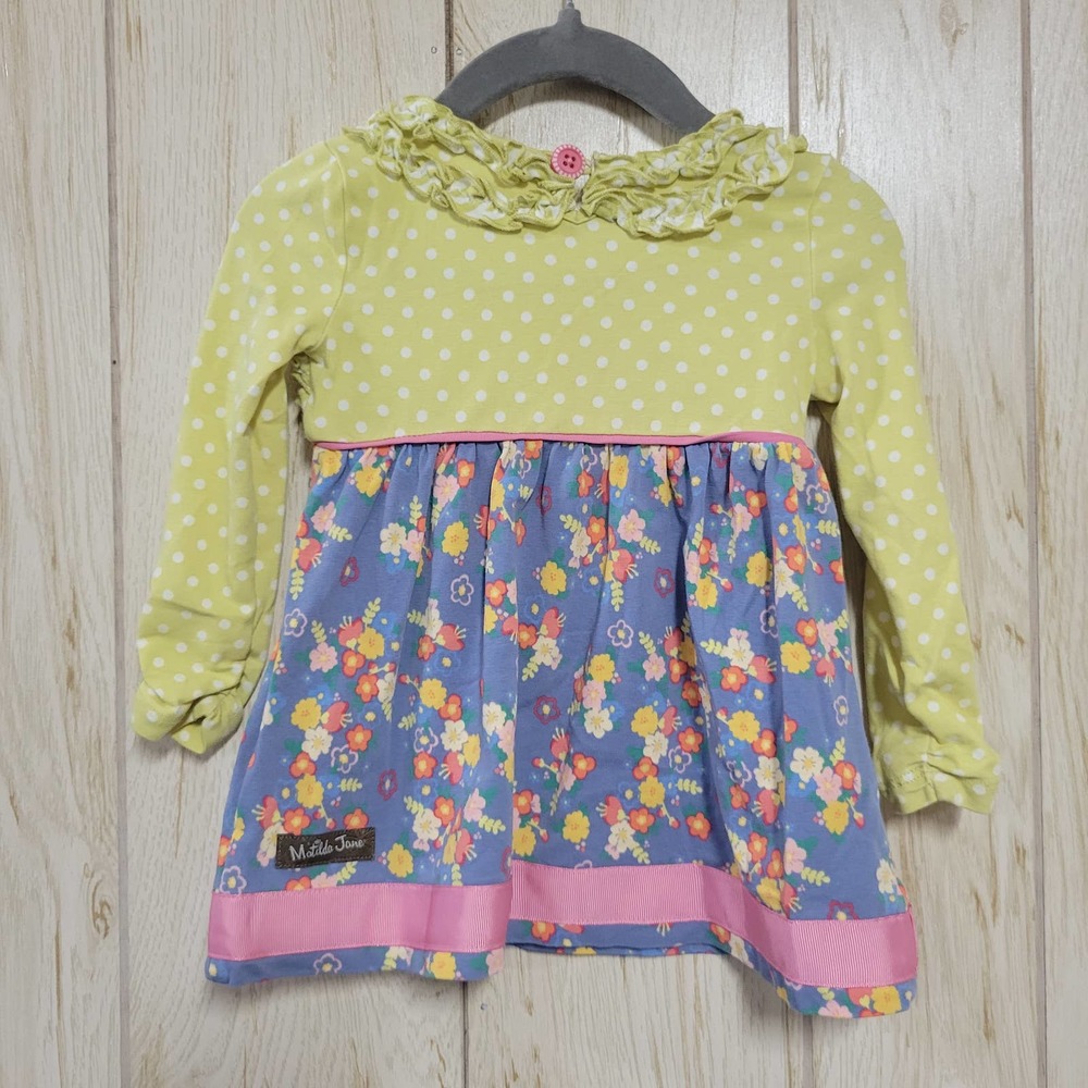 Matilda Jane Floral Polka Dot Ruffled Dress 6-12M - Picture 4 of 4